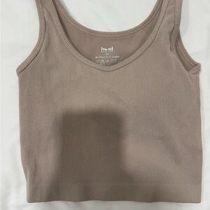 Pro-Fit Ribbed Tank Top in Taupe